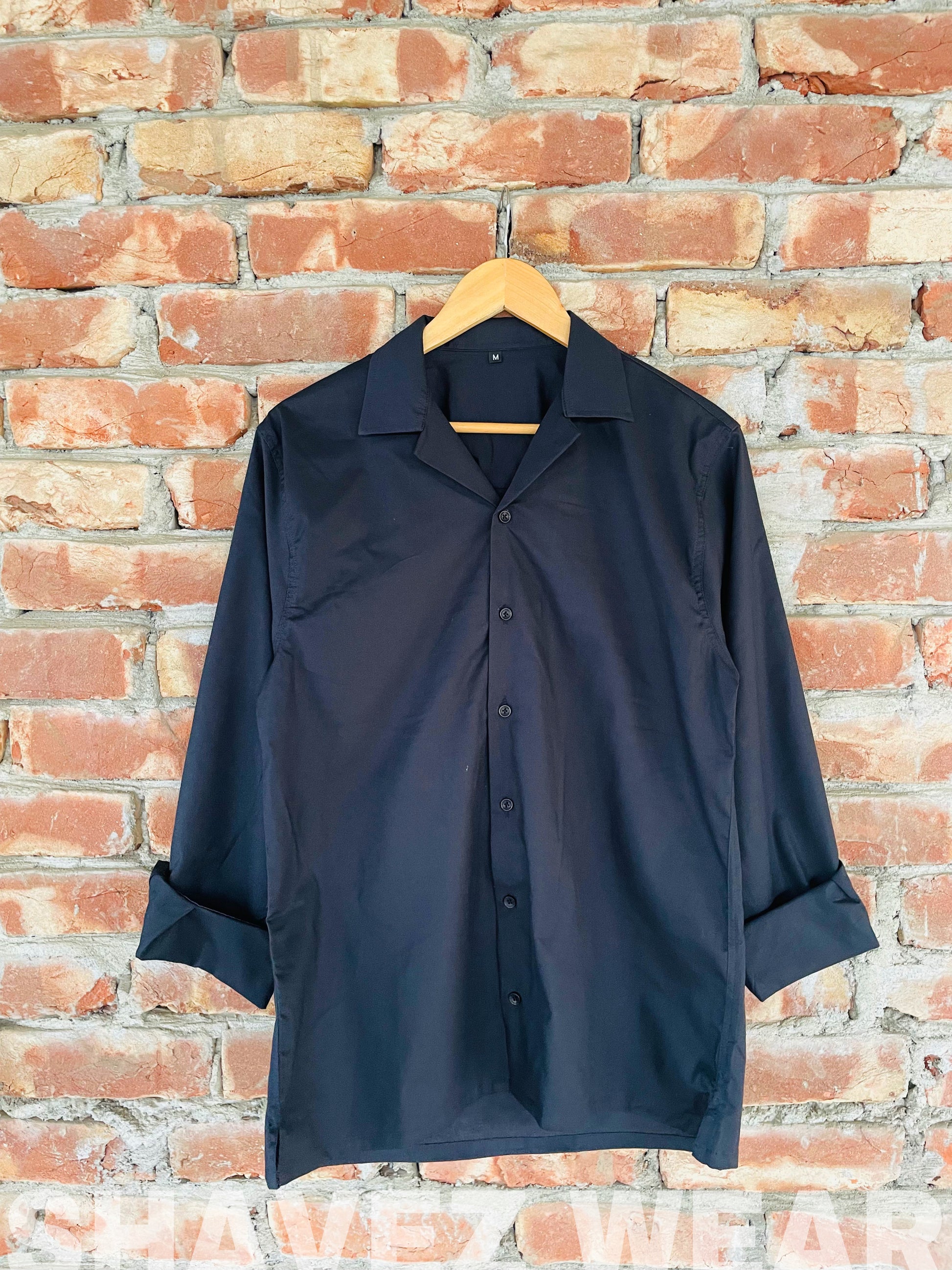 Black Cuban Collar full sleeve shirt