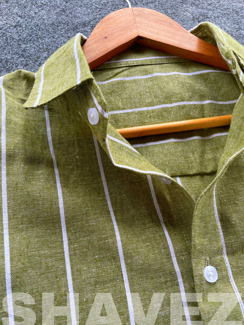 Army Green Old Money Full Sleeve Shirt.
