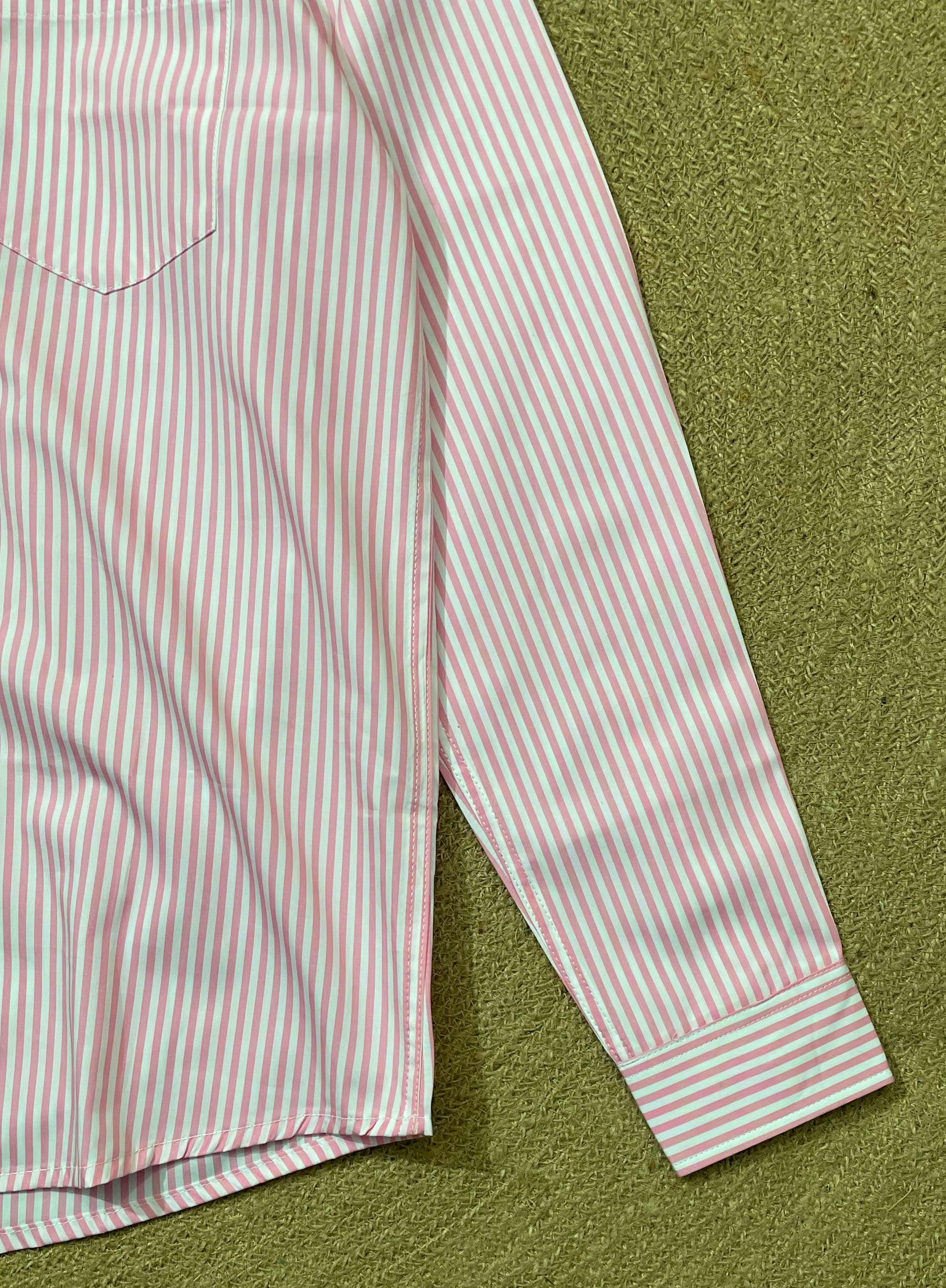 Babypink Stripe Old Money Full Sleeve Shirt With Pocket