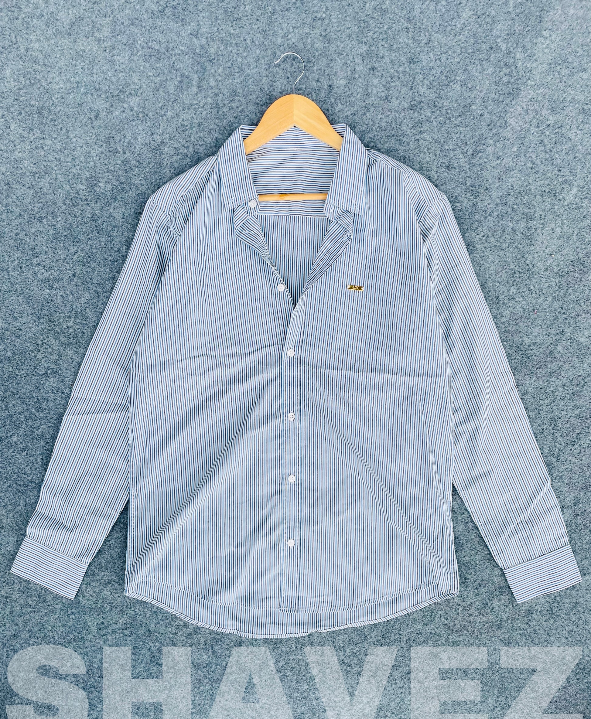 Blue With Black and white Stripe’s Full Sleeve Shirt