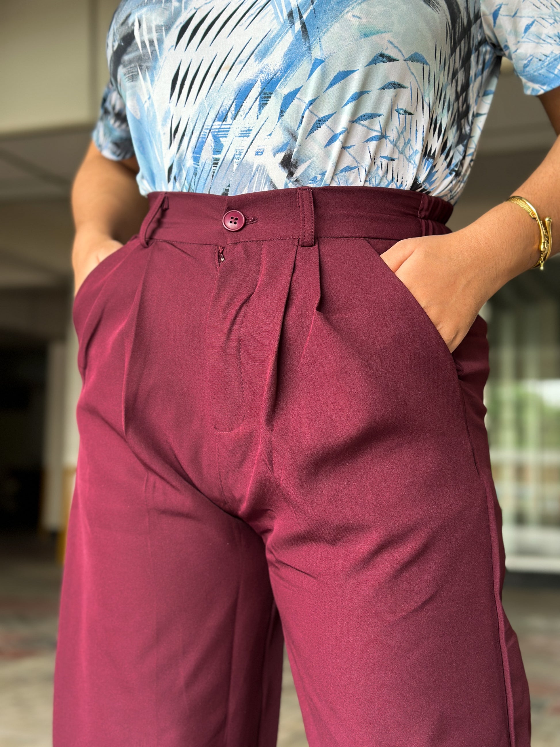 Maroon Baggy Formal Pant