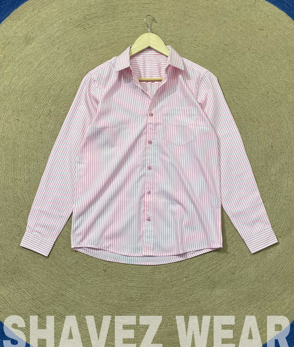 Babypink Stripe Old Money Full Sleeve Shirt With Pocket