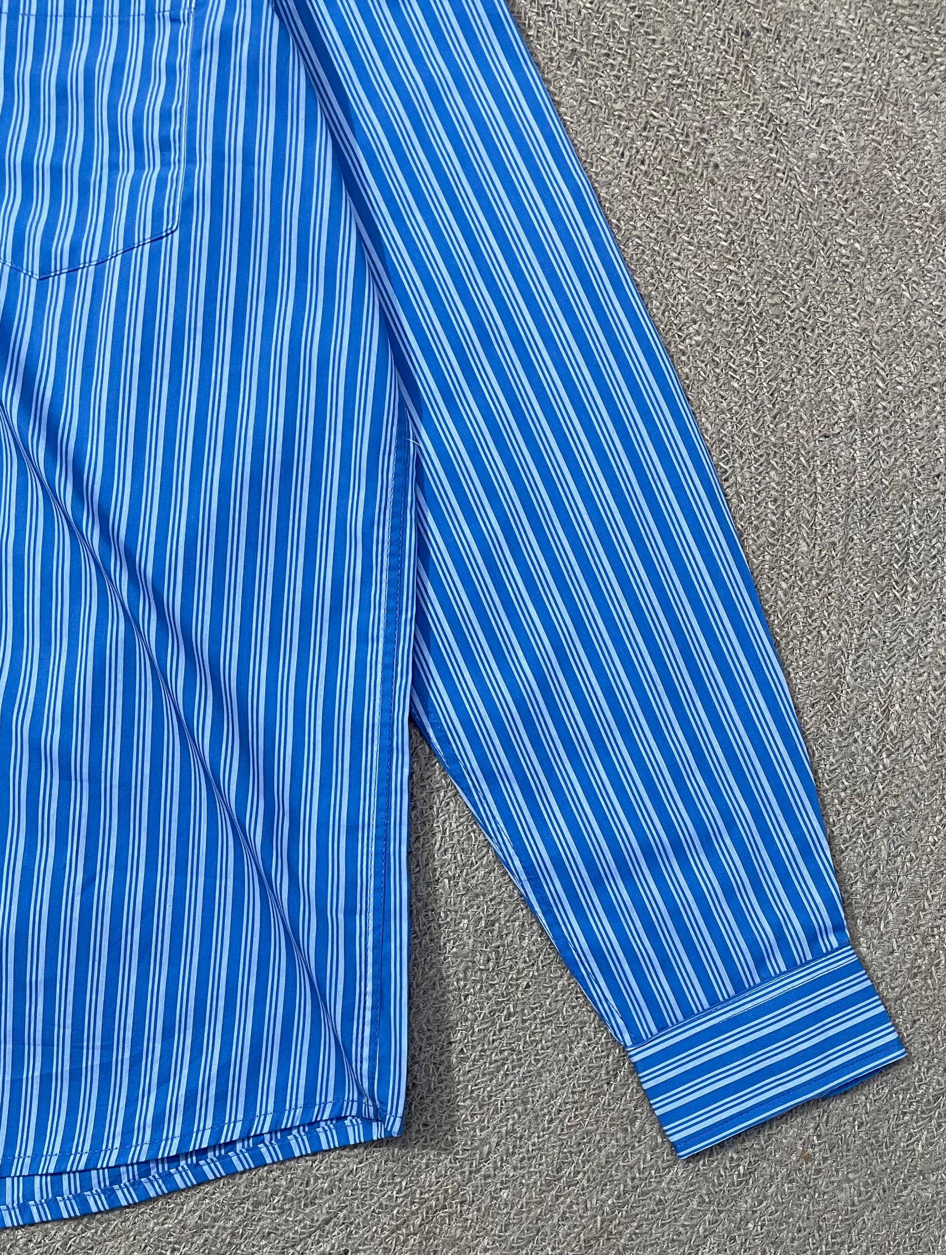 Blue Stripe Old Money Full Sleeve Shirt With Pocket