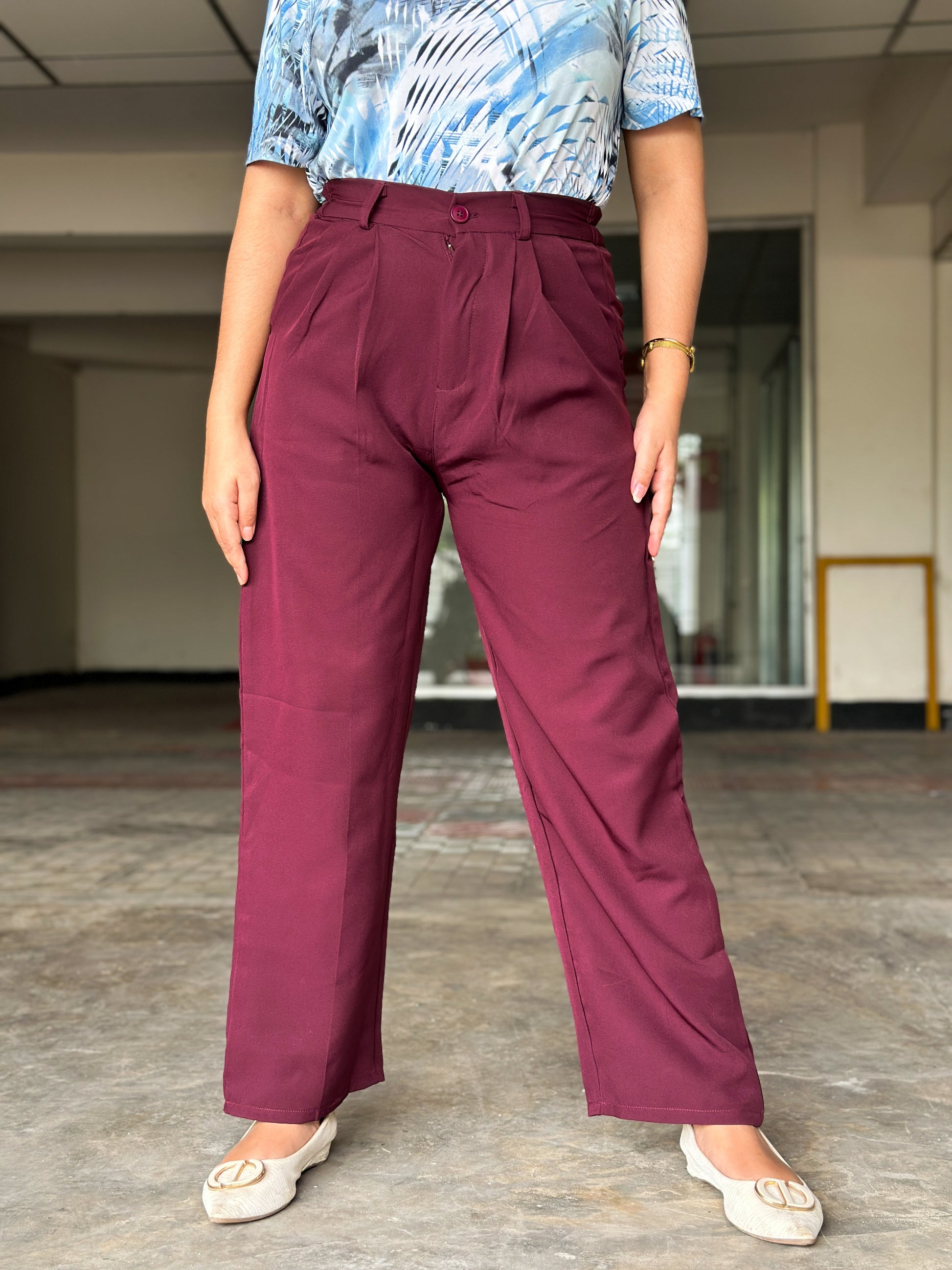 Maroon Baggy Formal Pant