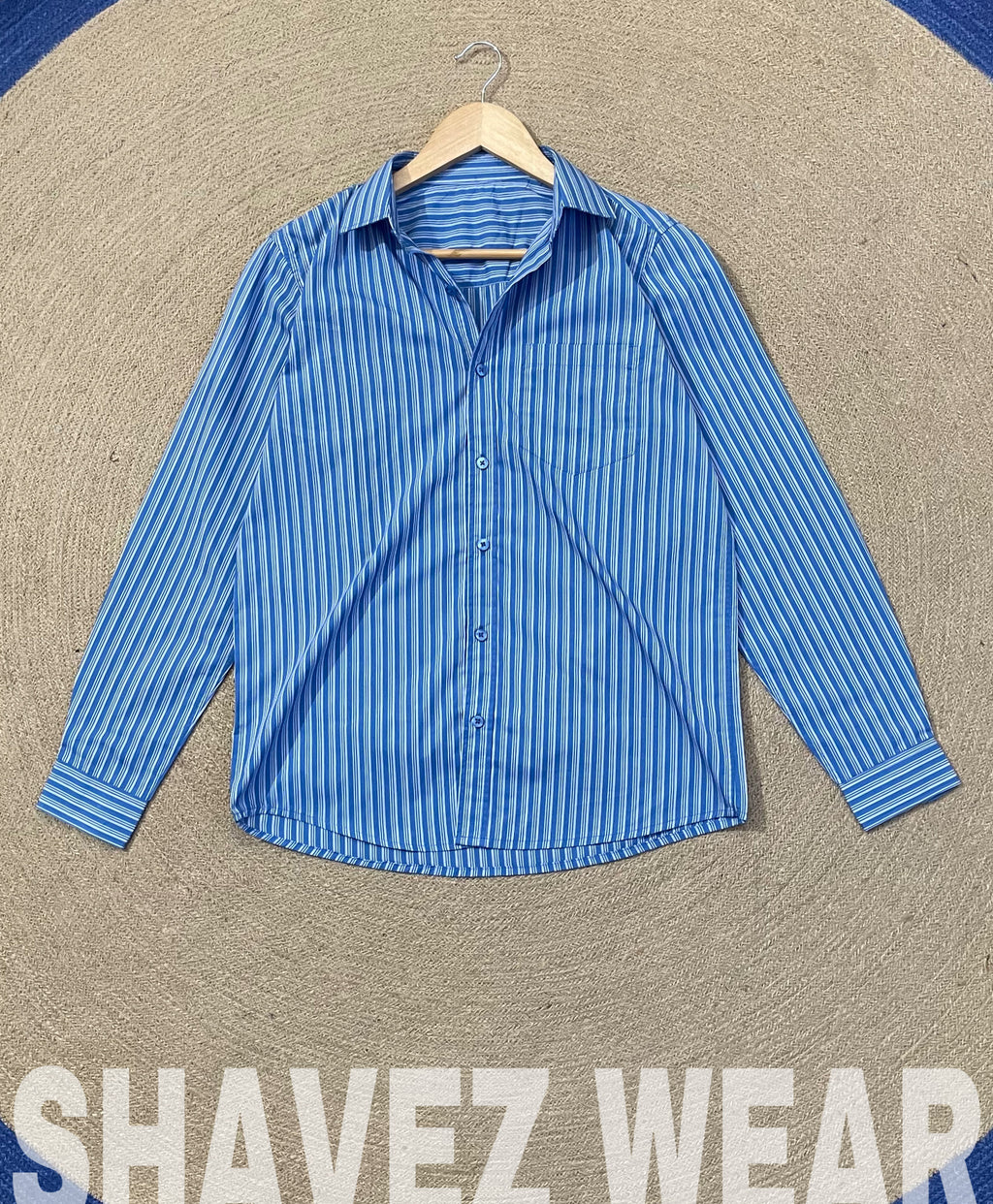 Blue Stripe Old Money Full Sleeve Shirt With Pocket