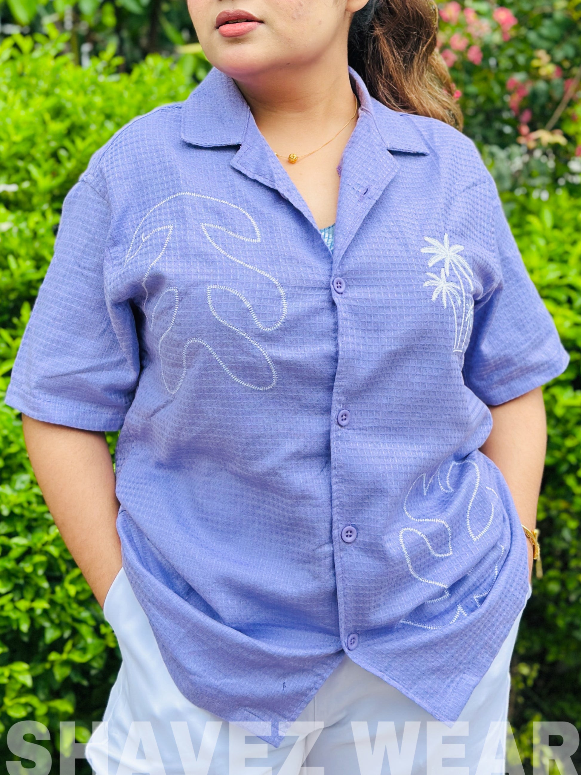 Levender Embroidery Cuban shirt