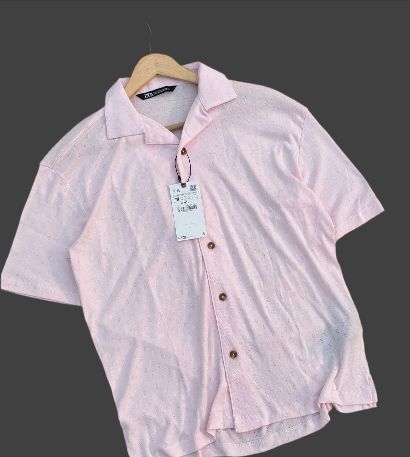 Baby Pink Drop Shoulder Cuban Shirt