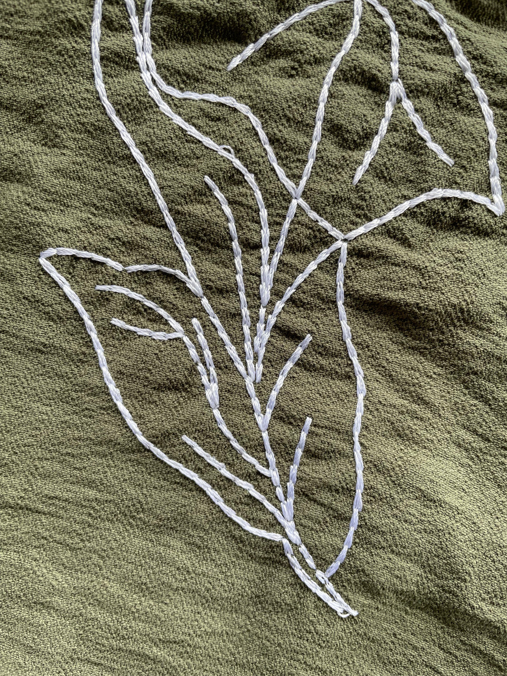 Olive Embroidery Cuban Shirt