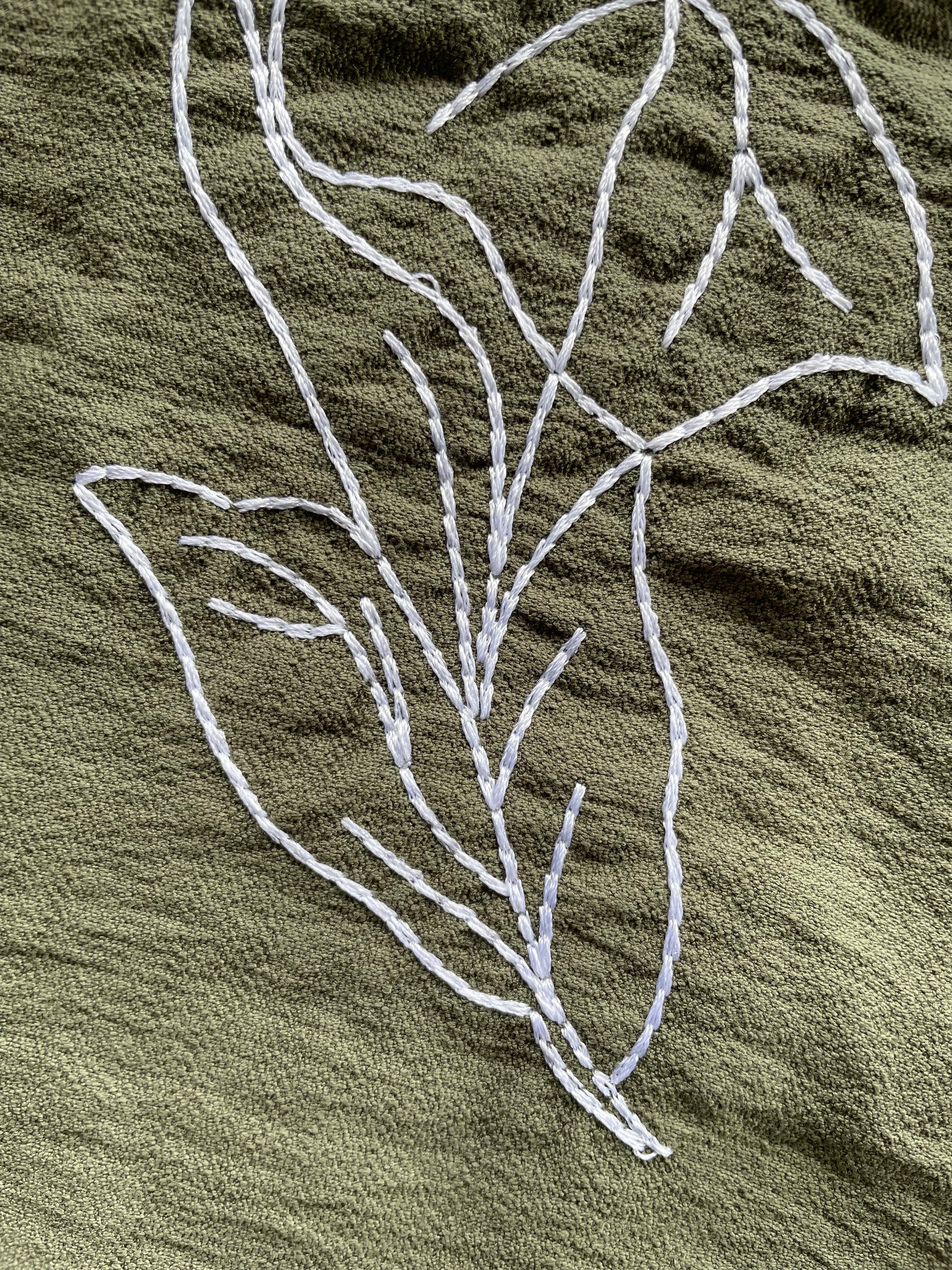 Olive Embroidery Cuban Shirt