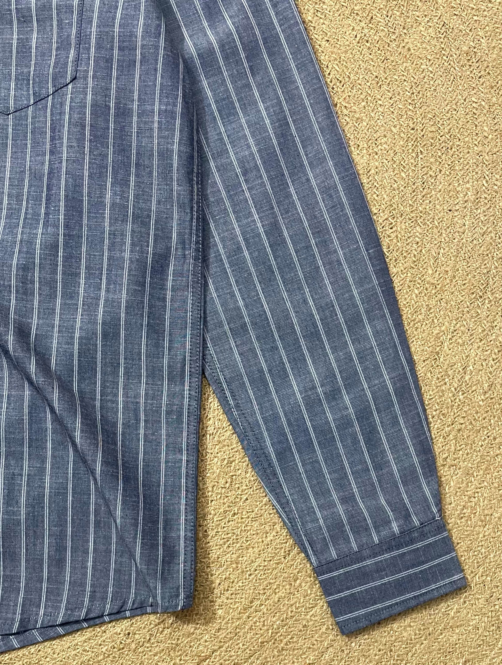 Grey Stripe Old Money Full Sleeve Shirt With Pocket