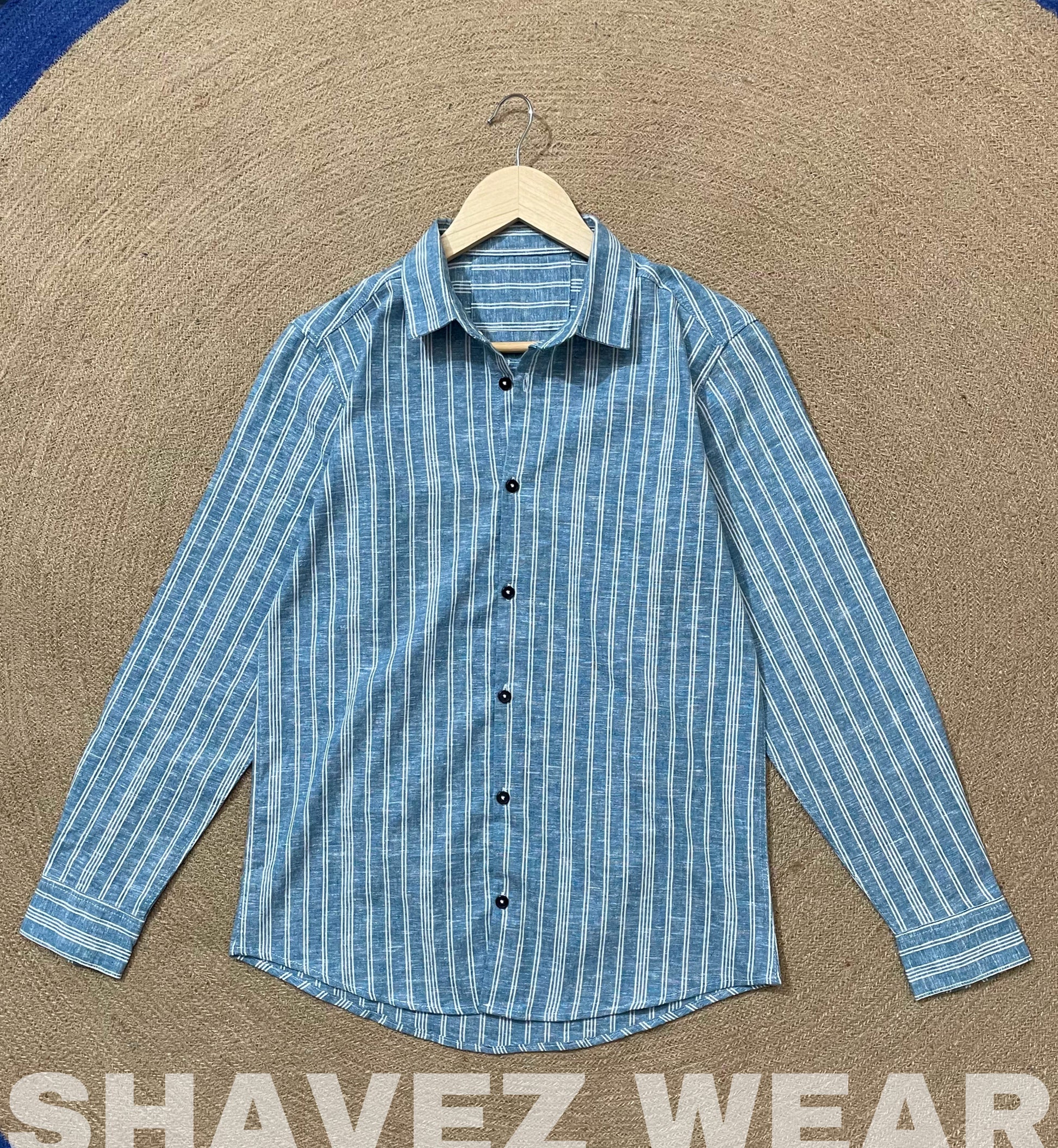 Teal Stripes Full Sleeve Shirt