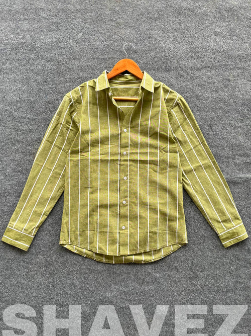 Army Green Old Money Full Sleeve Shirt.