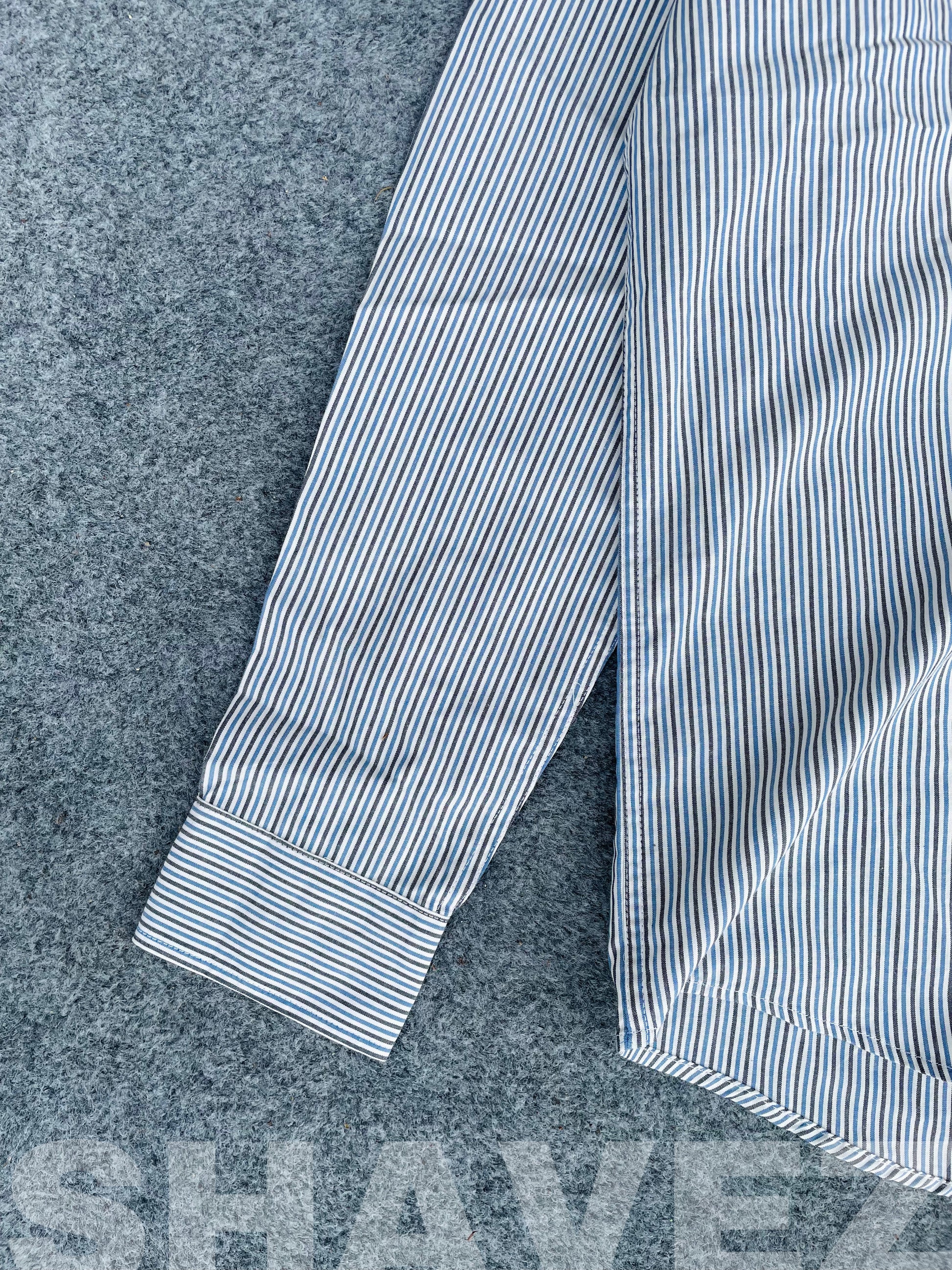 Blue With Black and white Stripe’s Full Sleeve Shirt