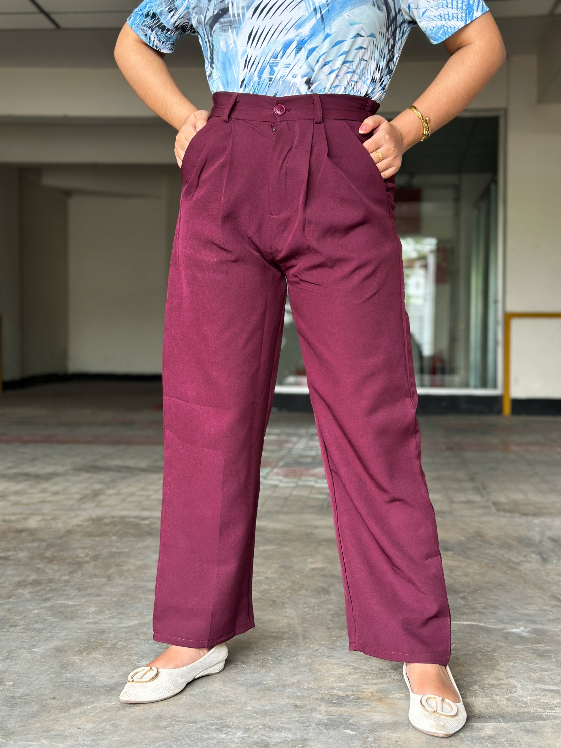 Maroon Baggy Formal Pant