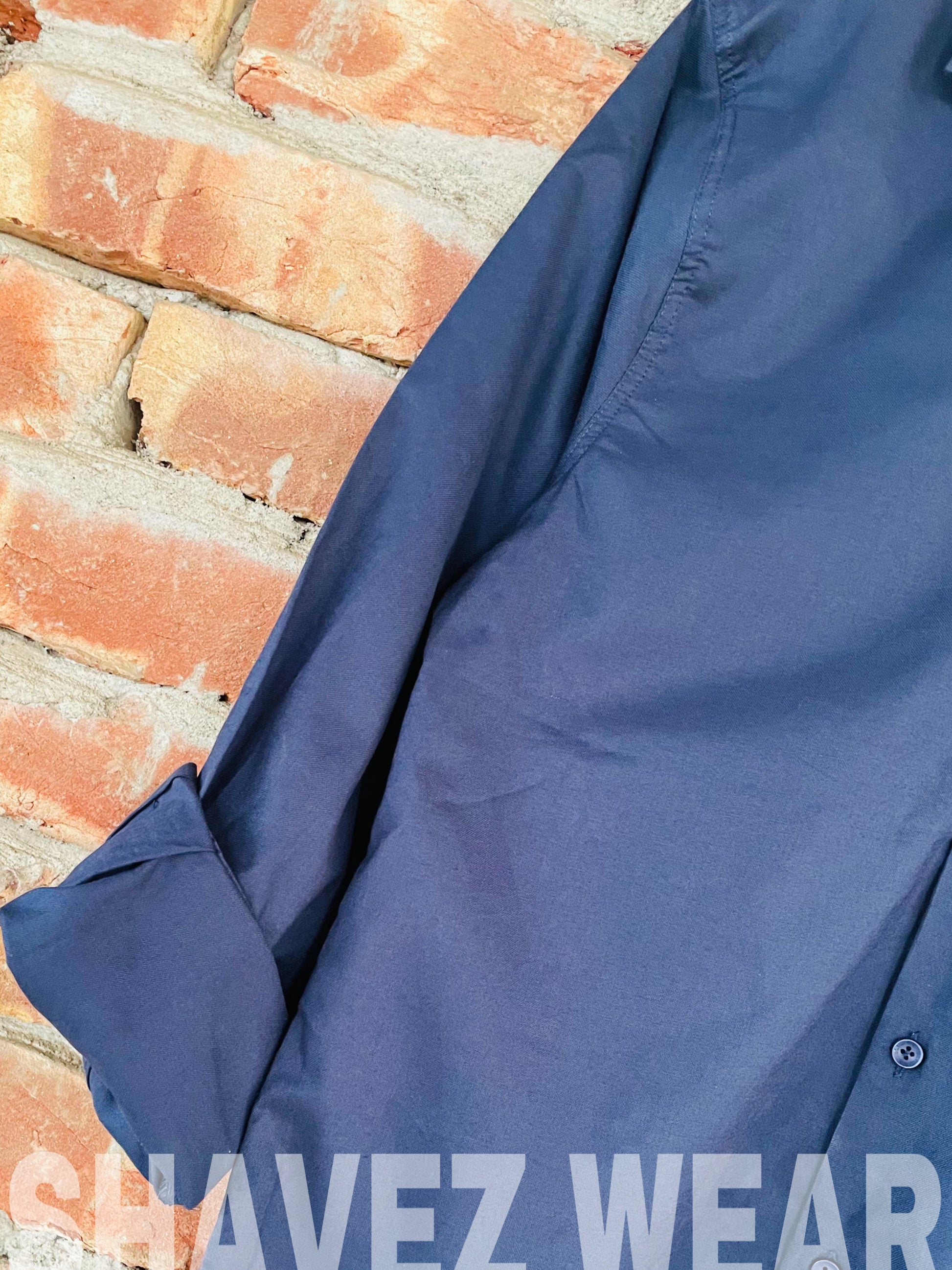Navy Blue Cuban Collar full sleeve shirt