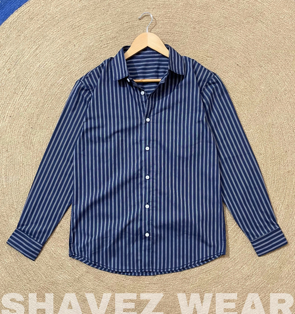 Navy Blue Stripes Full Sleeve Shirt