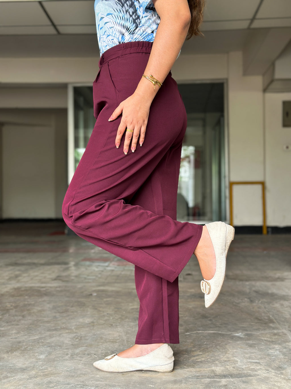 Maroon Baggy Formal Pant