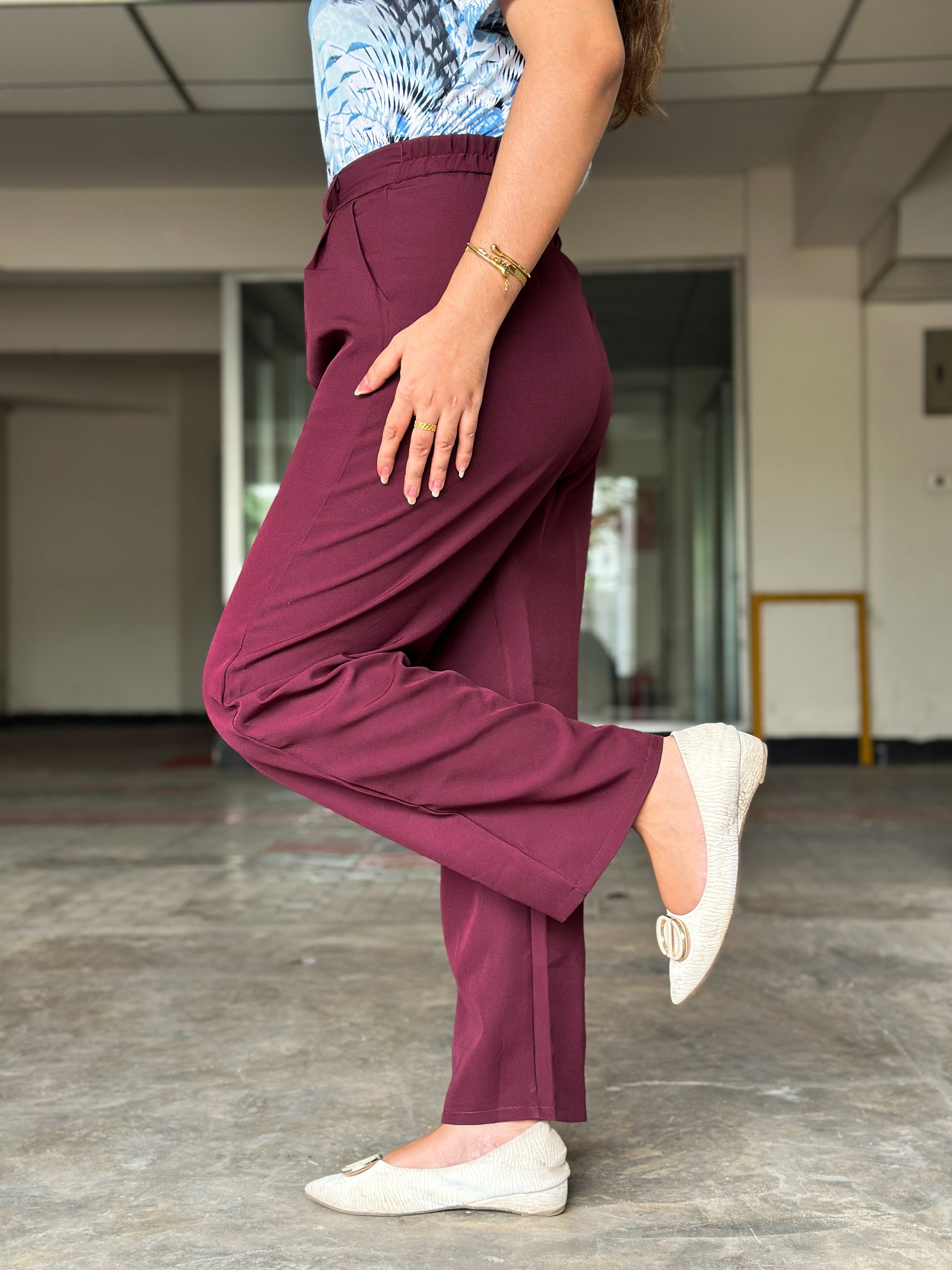 Maroon Baggy Formal Pant
