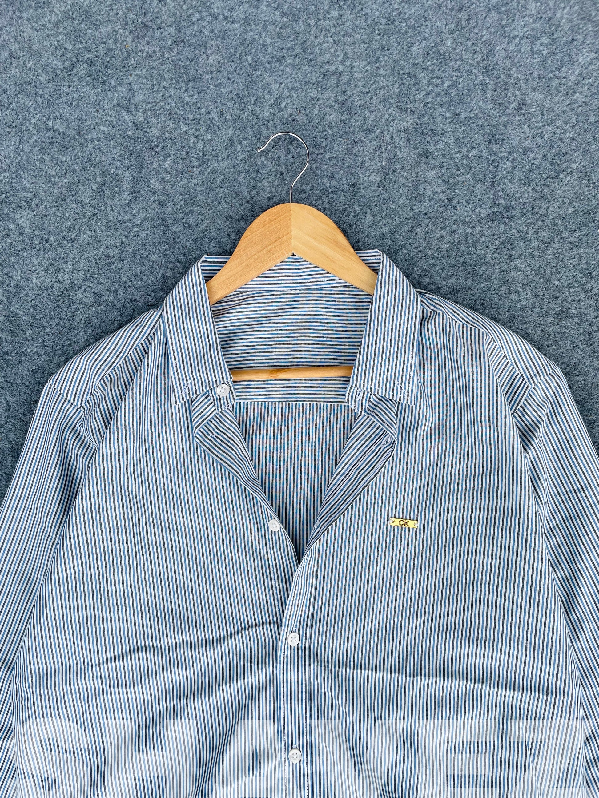 Blue With Black and white Stripe’s Full Sleeve Shirt