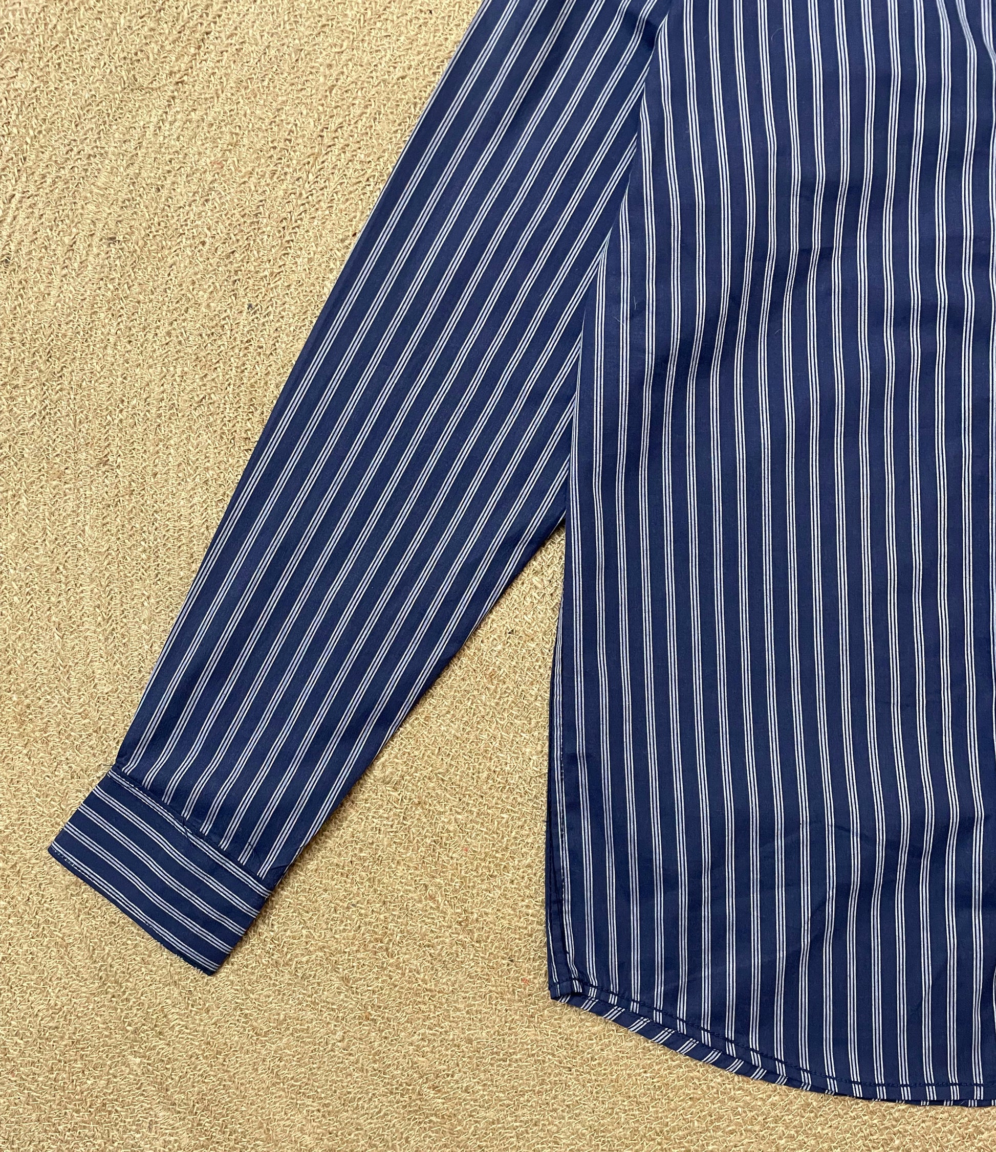 Navy Blue Stripes Full Sleeve Shirt