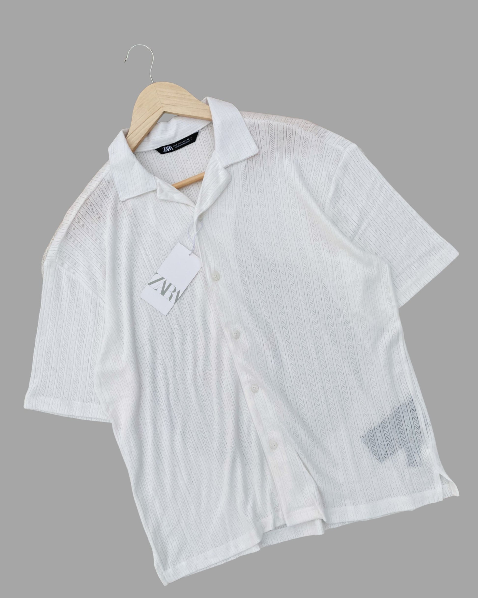 White Drop Shoulder Cuban Shirt