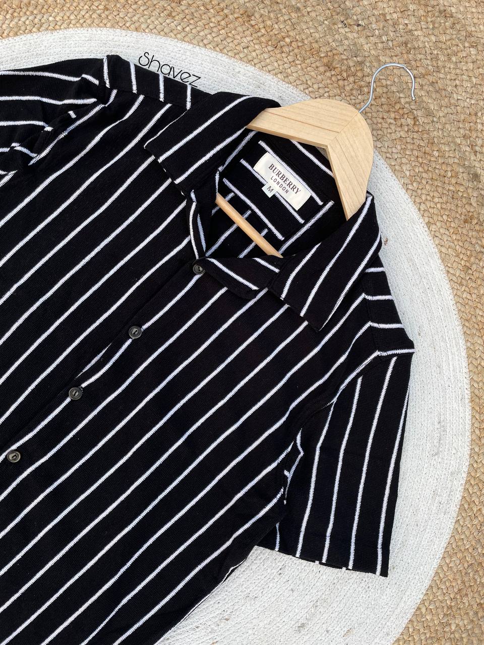 Black Stripe Cuban Shirt