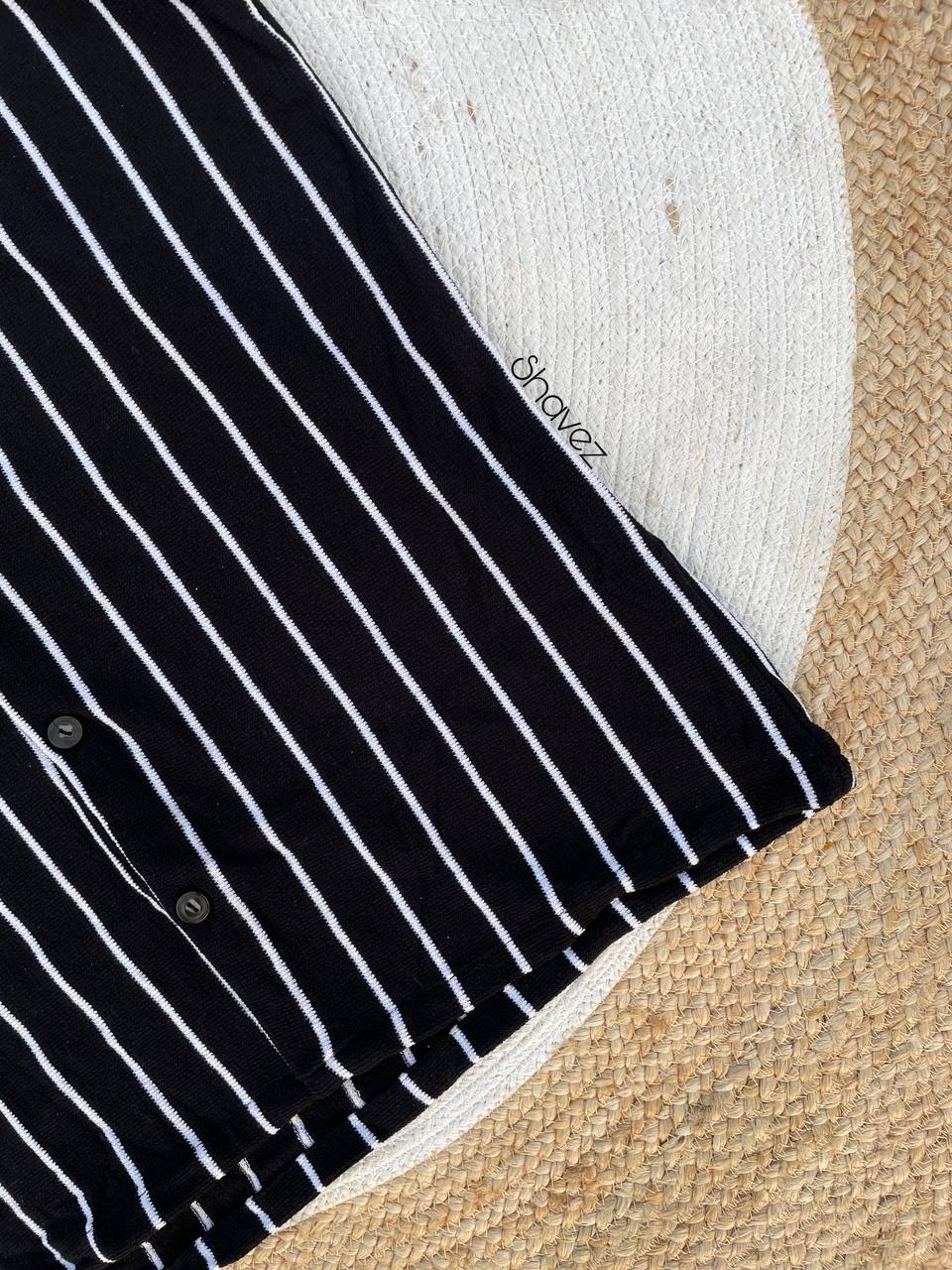Black Stripe Cuban Shirt